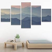 SIGNWIN 5 Panel Canvas Wall Art Modern Art Expressive Landscape Modern Mountain Top Multicolor Photography for Home Decorations Ready to Hang - 60