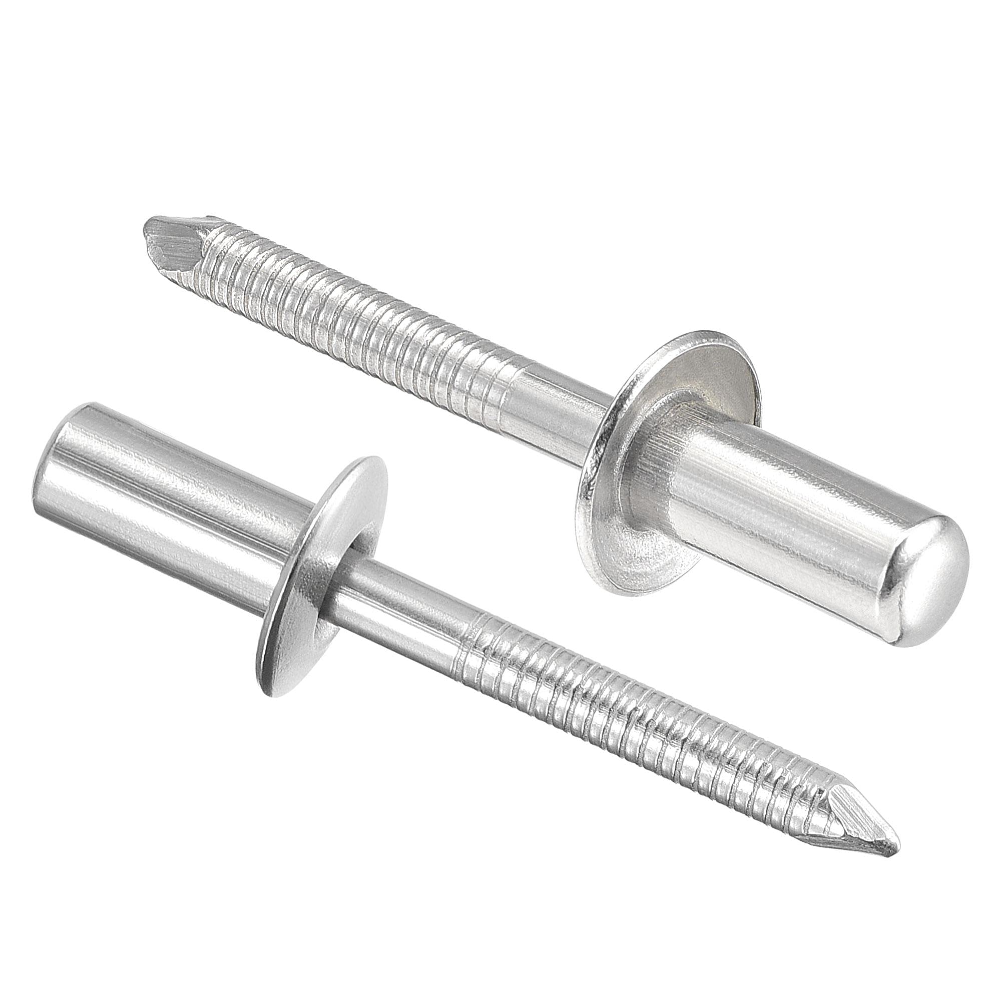 sourcing map Blind Rivets, 304 Stainless Steel Pull Rivets Core Decoration Rivets 6.4mm Diameter 14mm Grip Length Close End Silver Tone, 25pcs
