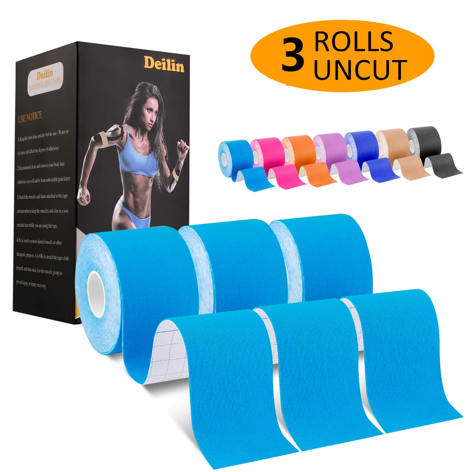 Deilin Kinesiology Tape 19 7ft Uncut Per Roll Elastic Therapeutic