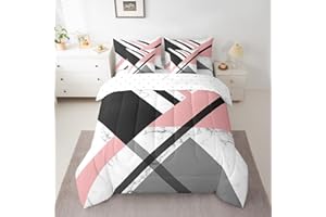 Erosebridal Parure de lit 7 pièces réversible moderne et simple pour filles – Motif géométrique à rayures triangulaires – Ave