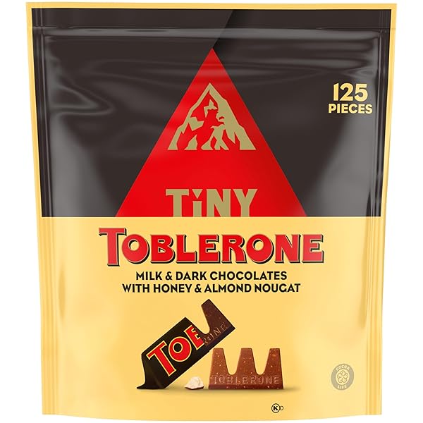 TINY TOBLERONE CHOCOLATE GIFT BAG VARIETY PACK (MILK CHOCOLATE AND DARK CHOCOLATE BARS), 125 PIECES