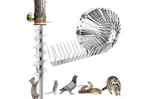 ZIRKOZIR Squirrel Baffle Deterrent for Bird Feeder Pole/Rail, Anti-Raccoon/Anti-Snake Guard for Gutter Downspout, Birdhouse, Bird Spike for Porch/Ledge (Small-Spike 3.28ft)