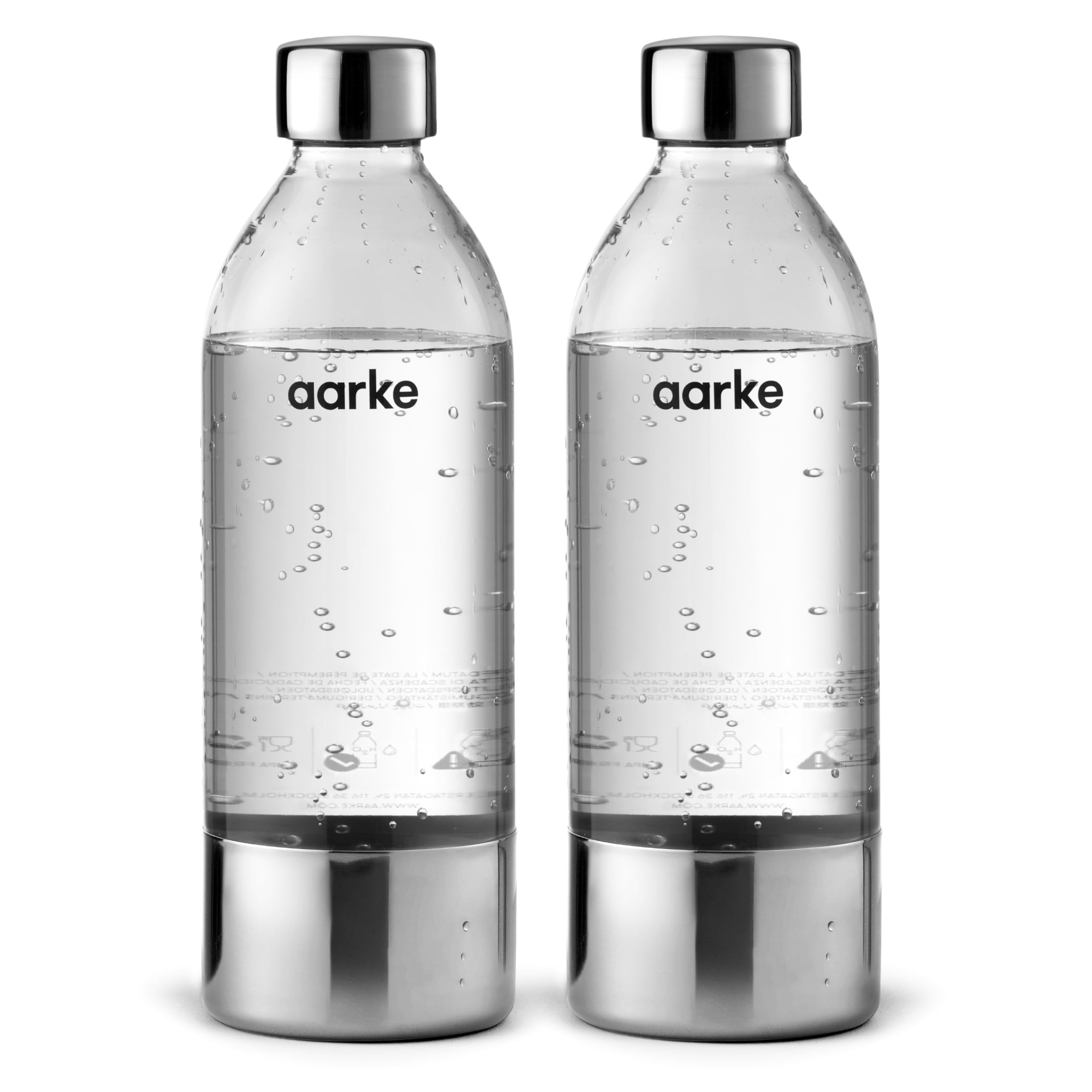 Aarke 2-pack PET Bottles for Sparkling Water Maker Carbonator 3, BPA free with Details in Steel, 800ml