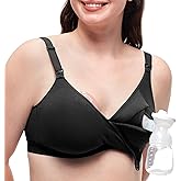 Momcozy Hands-Free Breast Pump Bra, Seamless Design, Wireless Support, Tencel™ Breathable Fabric, Fully Fixed Cups Black
