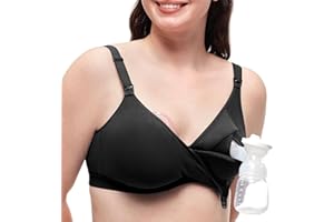 Momcozy Hands-Free Pumping Bra, Wireless & Seamless HF010 Breast Pump Bra, Breathable Tencel™ Fabric & Fully Fixed Cups