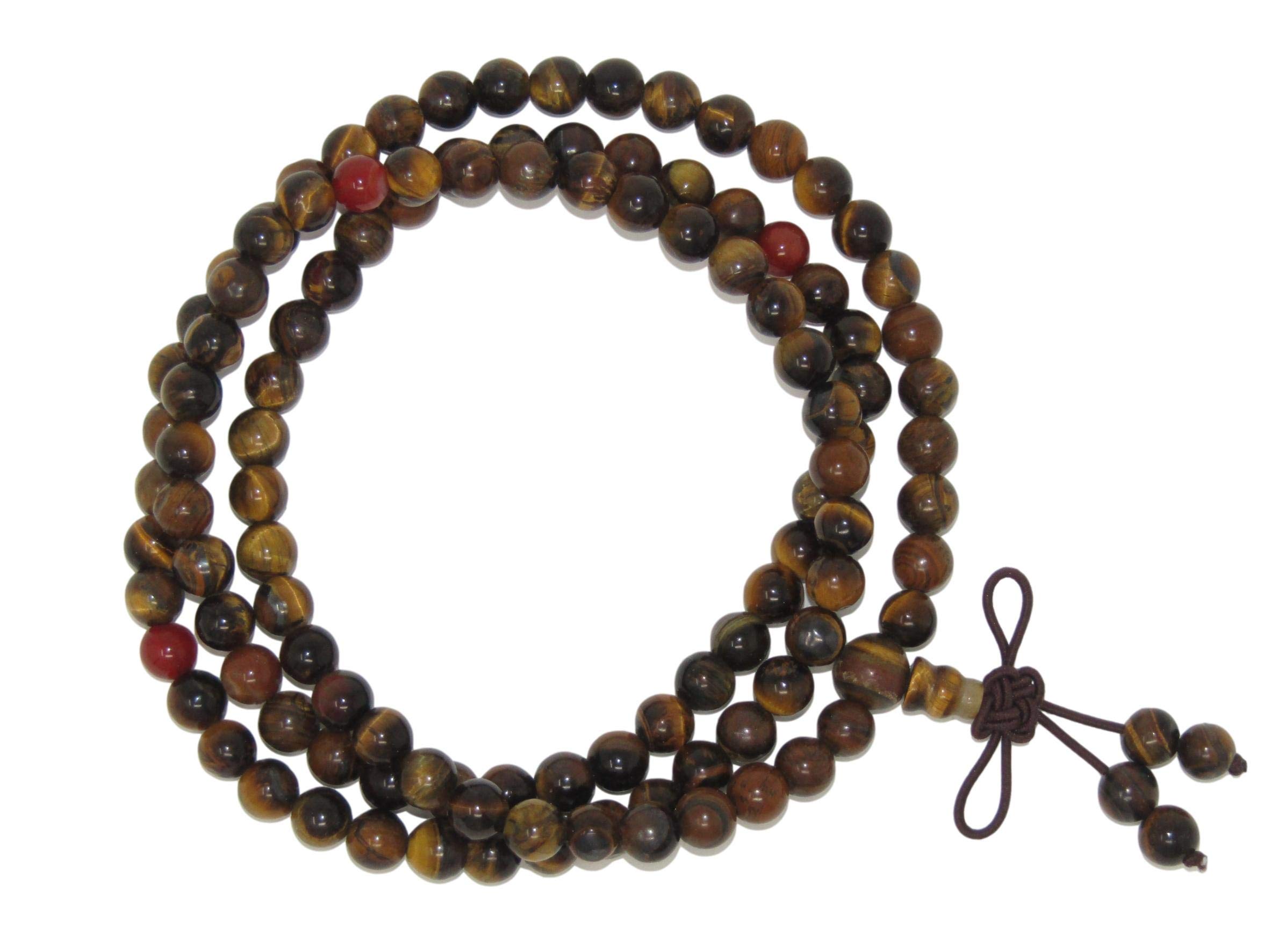 Jeannieparnell 262 - Beautiful Elasticated 6mm Tiger Eye Gemstone Bead Prayer Mala 108 Beads/Necklace/Bracelet - Handmade