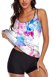 Omichic Women's Loose Tankini Top with Boyshorts