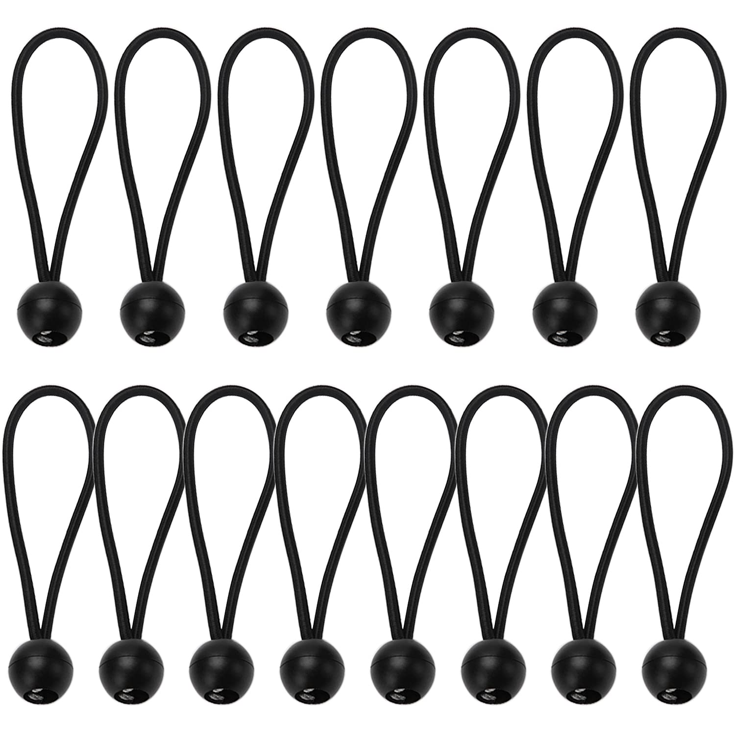 YIXISI 15 PCS Ball Bungee Cords, Bungees Balls, Tarpaulin Bungee Balls, Elasticated Tarpaulin Rope, Tarpaulin Straps, Tarp Bungee Cord, for fixed Banner, Tarpaulins, Tents (15cm BLACK)