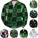 Mens St Patricks Day Sweatshirt Half Zip Vintage Shamrock Irish Sweat Shirt Plus Size Long Sleeve Green Clover Pullovers