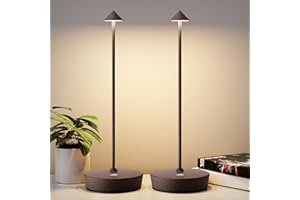 YIBEN 2Pack Rechargeable Cordless Table Lamp, Portable Powered LED Battery 6000mAh Metal USB Desk Lamp, 3 Levels Brightness Light for Restaurants Outdoor (2pack ferruginous)