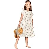Arshiner Girls Nightgowns Sleepwear Short Sleeve Victorian Pajama Dress Soft Princess Sleepshirt for 3-12 Years Kids