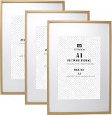 YiPinYin A1 A2 Wooden Boxed Picture Frames Set of 3 with Acid Free Mounts