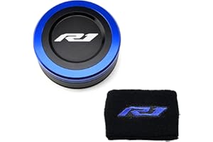 ZYAKOMO Fit for Yamaha R1 YZF R1 YZFR1 1999-2021 2022 2023 CNC Motorcycle Front Fluid Reservoir Cap Oil Brake Reservoir Sock Cover (Blue)