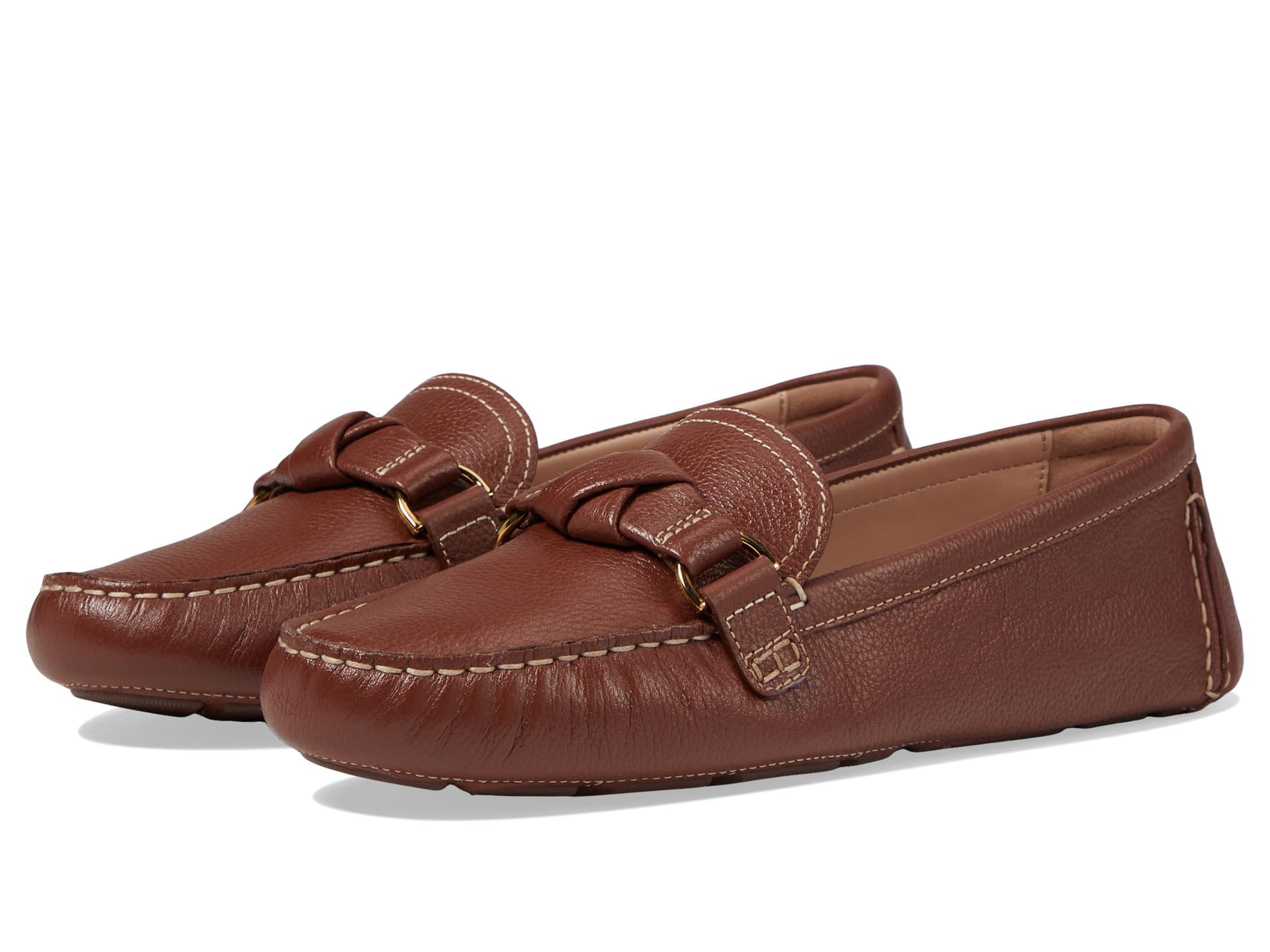 Cole Haan Women’s Emmie Knot Driver Driving Style Loafer, Dark Cuoio Leather, 6