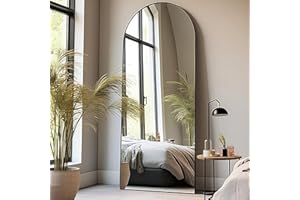 Otlsh Full Length Mirror, 71"26" Arched Floor Mirror With Stand, Standing Full Body Mirror, Large Wall Mirror, Freestanding, Oversized, Aluminum Frame - Black
