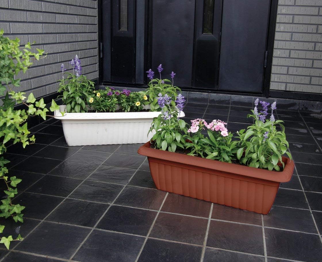 Iris Ohyama, Slim Planter with Water Supply - Slim Planter Relief - 610, Plastic, Gray, Large, 61 x 20 x 17.2 cm - Image 5