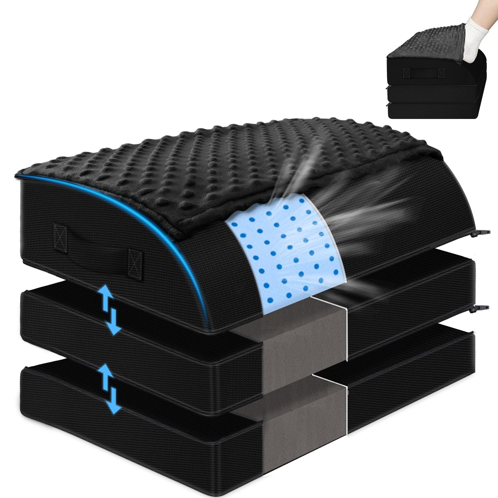 Photo 1 of Foot Rest Under Desk for Office Use, Gel Memory Foam Foot Stool with 3 Adjustable Heights and Feet Warm Pocket for Back, Hip, Legs Discomfort Relief, Ergonomic Footrest for Office Chair & Gaming Chair