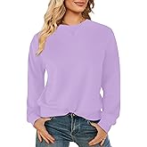 Elesomo Womens Sweatshirts Cotton Crew Neck Casual Long Sleeve Pullover Tops