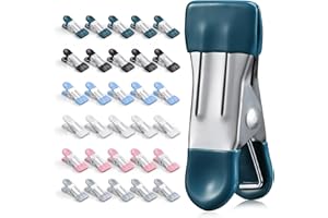 HOTOLIVE Clothes Pins Heavy Duty Out Door 30 Pack,Chip Clips 2.17 Inch, Bag Clips, Clothespins,Chip Clips Bag Clips Food Clips for Laundry, Bag Clips for Food Clips for Hanging Stainless Steel(Colored)