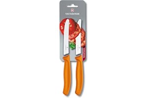 Victorinox Swiss Classic 4.3 Inch 2 Piece Tomato and Table Knife Wavy Edge Orange
