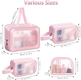 Jsdoin 4 Pcs Clear Travel Toiletry Bag Set Pink PVC Waterproof view 2