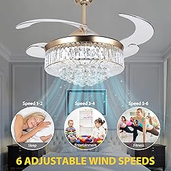 Panghuhu88 42" Invisible Ceiling Fan Chandelier