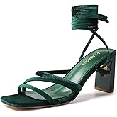Amoji Women 3 Inch Strappy Heels Lady Strap Up Heeled Sandal Wedding Party Shoes 331
