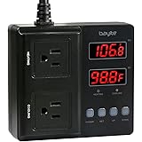 bayite Temperature Controller 1650W BTC211 Digital Outlet Thermostat, Pre-wired, 2 Stage Heating and Cooling Mode, 110V - 240V 15A