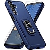 for Samsung Galaxy A26 5G Phone Case [15 FT Military Grade Drop Protection] with 2x Tempered Glass Screen Protector, Heavy-Duty Shockproof Magnetic Kickstand Case for Galaxy A26 5G (Dark Blue)