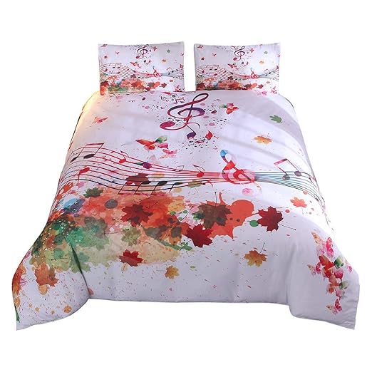 Dtuta Kreative Farbe Stellt Ahornblatt Fest KissenbezüGe Bettlaken Set Ganzjahr BettwäSche BettbezüGe Weiß, Weich