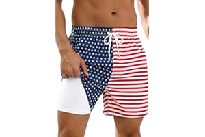 KBVOT Mens Swim Trunks with Compression Liner Bathing Suits 2 Pack Quick Dry Stretch Beach Shorts 7 inch Inseam Swimwear