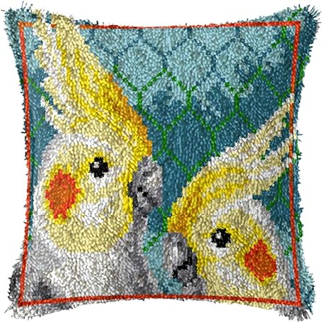 Amazon Yylplle 子供 大人用のラッチフックキット枕 手作りの刺繡クッションキット プリントキャンバスパターンのdiyかわいい鳥 車 ソファ用家の装飾 Bz639 43x43cm テーブルクロス オンライン通販