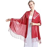 RonFoxi Sparkly Metallic Shawls and Wraps,Women's Glitter Pashmina Shawl Scarf forformal Evening Party Dresses