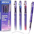 WRITECH Liquid Ink Rollerball Pens: 0.5mm Assorted Color Ink Fine Point Tip Rolling Roller Ball Pen Multicolor No Bleed & Smudge for Journaling Smooth Writing Drawing 4ct