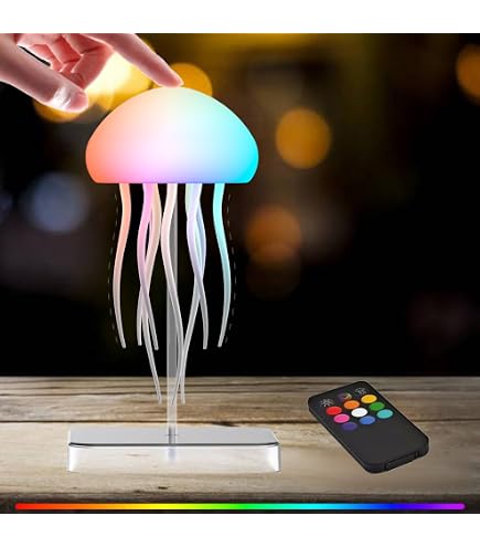 Jellyfish Lamp, 18LED 7-Color Changing Light with 5 Levels Brightness Jellyfish