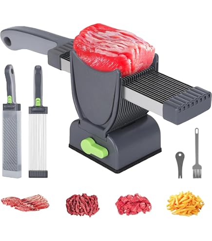 Amazon.com: QYKIC Fresh Meat Slicer with SteadyGrip, Adjustable 2