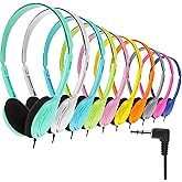 Yunsailing 10 Pack Bulk Over Ear Headphones Set On Ear Headsets Earphones with Adjustable Headband and 3.5mm Plug for Group Learning, Computer Lab, Library, Online Lesson (Macaron 10 Color)