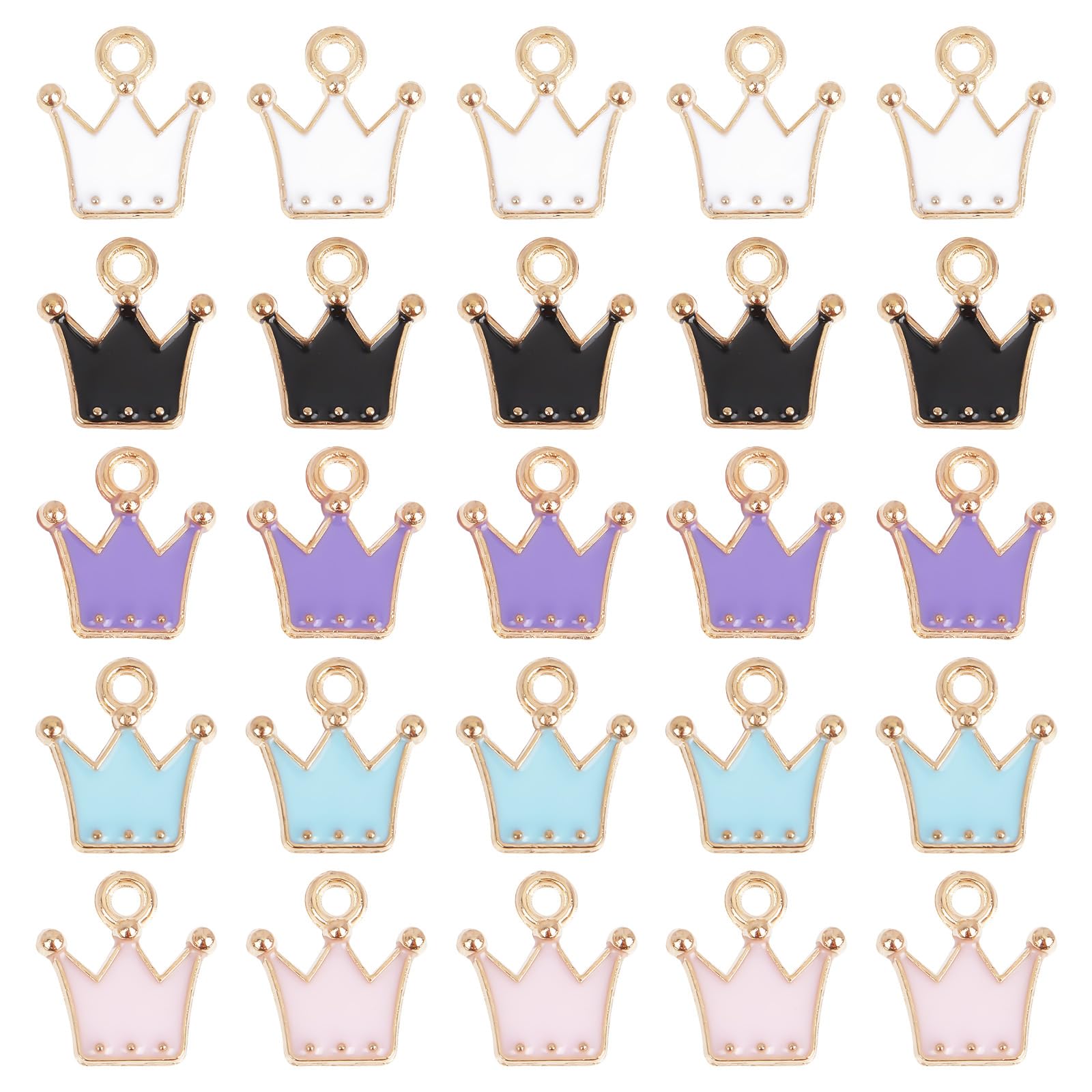 SUNNYCLUE 1 Box 60Pcs 5 Colors Crown Charms Crown Enamel Charm Mini Crown Charm King Colorful Queen Charms for jewellery Making Charms DIY Earrings Bracelet Necklace Crafts Women Adults Gift Decor