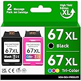 67XL Ink Cartridges Compatible for HP 67 Ink Cartridges Combo Pack Black Color Fit for Deskjet 2855e 4255e 2700 2755e 2734e 2