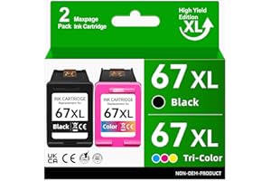 67XL Ink Cartridges Compatible for HP 67 Ink Cartridges Combo Pack Black Color Fit for Deskjet 2855e 4255e 2700 2755e 2734e 2