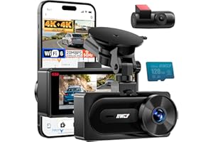 IIWEY 4K+4K Dash Cam Front and Rear, Dual STARVIS Sensor, 5G WiFi-6 (up to 20MB/s) with App, 128G SD Card Included, GPS, Dash Camera for Cars with 24/7 Parking Mode, 3.18 Inch IPS, 170° Wide Angle