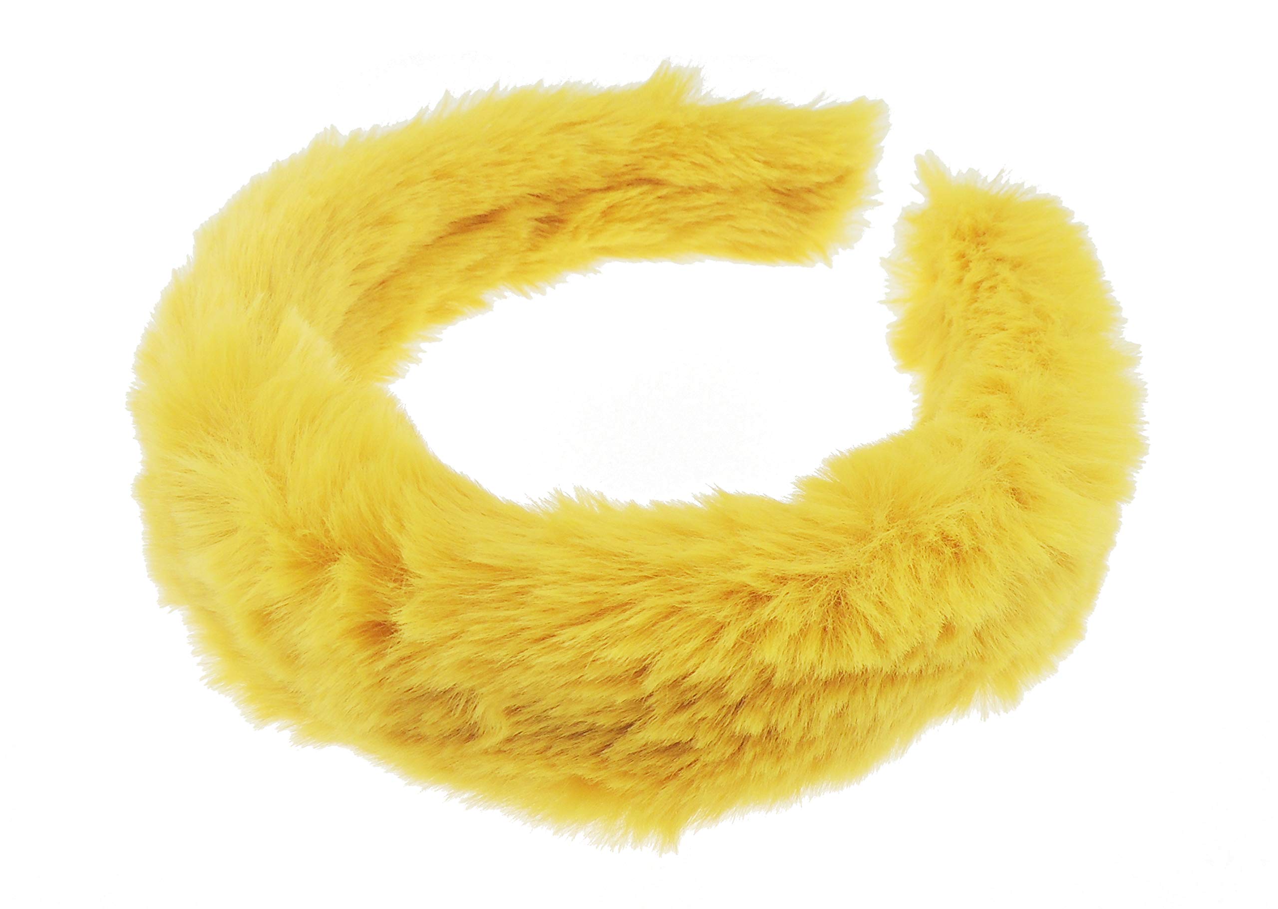 Womens Girls Thick Wide Soft Plush Faux Fur Fabric Boho Vintage Look Winter Christmas Birthday Wedding Bridesmaid Party Headpiece Accessories Hairband Head Hair Headband Alice Band (Gold)