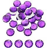 MECCANIXITY Flat Back Round Acrylic Rhinestones,30mm Purple Flatback Crystal Rhinestones for Crafts Clothes Shoes DIY Decoration Gifts 25Pcs