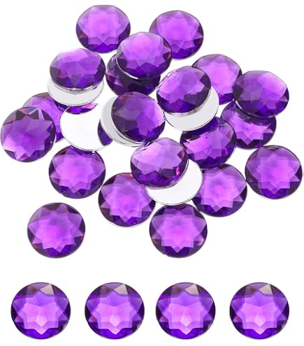 30mm Flat Back Acrylic Rhinestones - Purple Amethyst Round Gems For Cosplay & Crafts (12 Pieces) - View #7