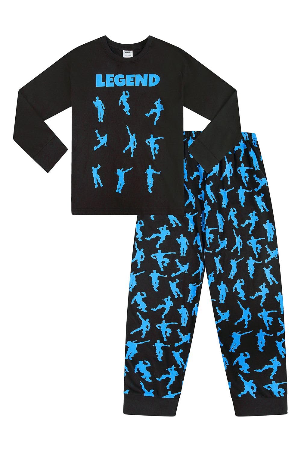 ThePyjamaFactory Brand Emote Legend Dance Gaming All Over Gaming Black Blue Cotton Long Pyjamas (15-16 Years)