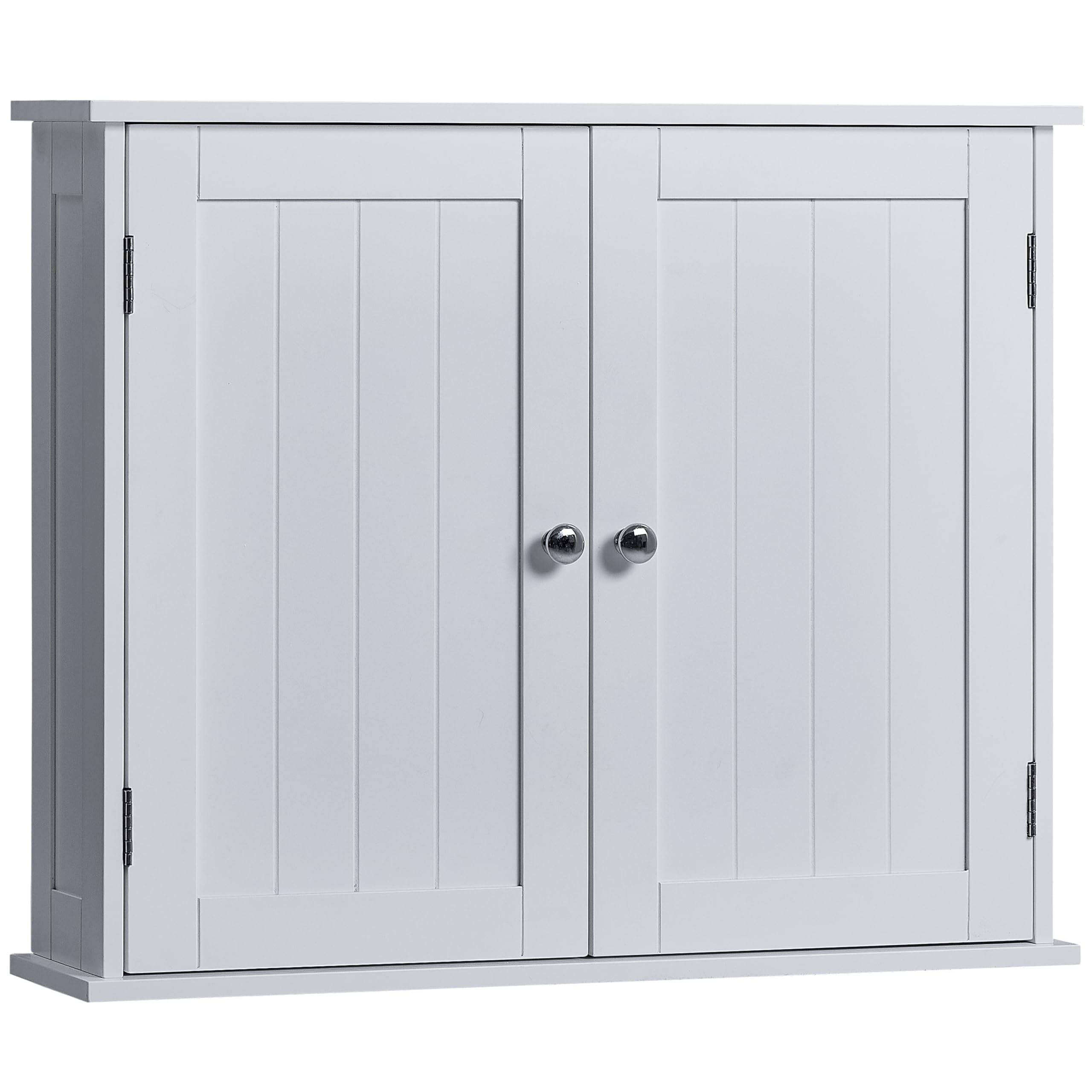 Bath Vida Priano 2 Door Bathroom Wall Cabinet | White | Space-Saving Storage | 50H x 60W x 15D cm | Adjustable Shelf | Modern Wooden Cupboard Unit