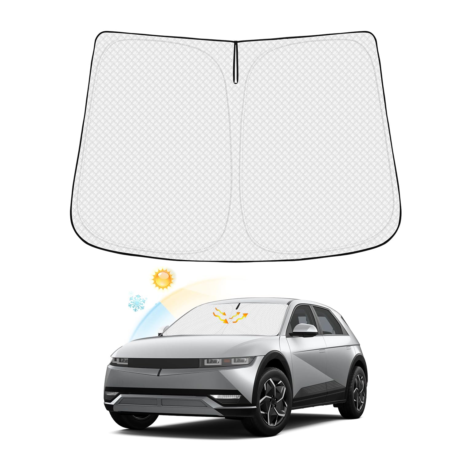 Photo 1 of Canvcle Windshield Sun Shade for Hyun-dai Ioniq 5 Accessories 2022-2025 2026 Thicken 6-Layer Front Window Sunshade Cover Sun Visor Protector Foldable Block UV Rays Keep Vehicle Cool