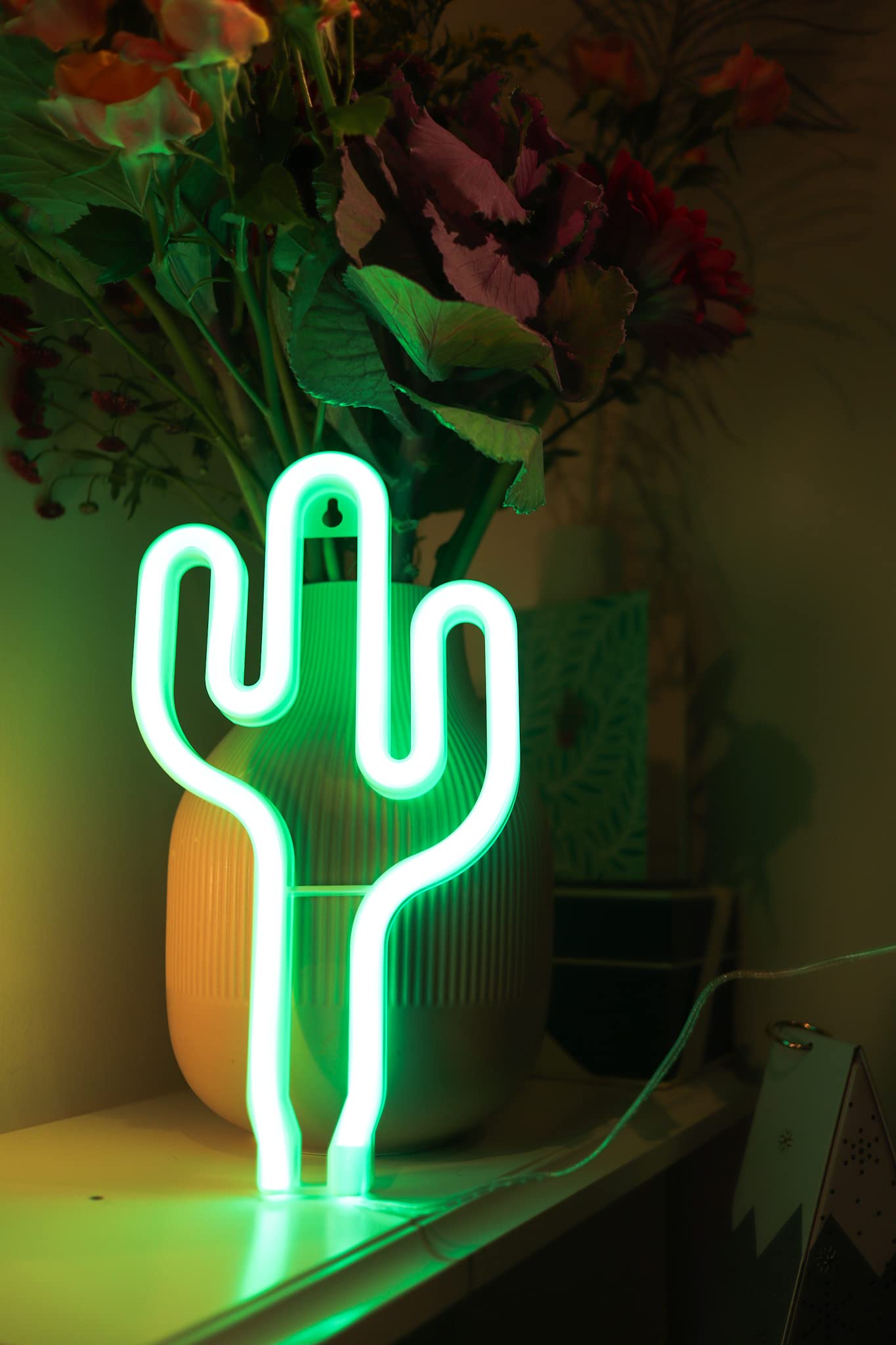 PRĀNA LIFÉ LED Decorative Green Neon Cactus Light | Ideal for Living Room or Bedroom Wall | Art Decor for Baby Room Child Party Gifts for Kids