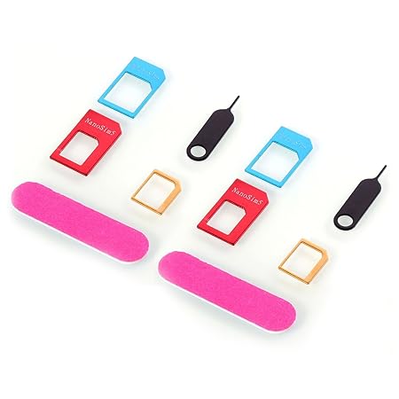 Neuftech 2X Sim Karten Adapter 5 in 1 - Nano zu Micro - Micro zu Standard - Nano zu Standard- mit Nadel für iPhone Samsung Hu