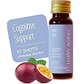 Happy Aging Cortisol Support for Women – Stress Relief & Mental Clarity with Ashwagandha, L-Theanine, L-Tyrosine, Magnesium Sulfate, Vitamin D3 & B6 Sugar-Free – 10 Ready-to-Drink Shots
